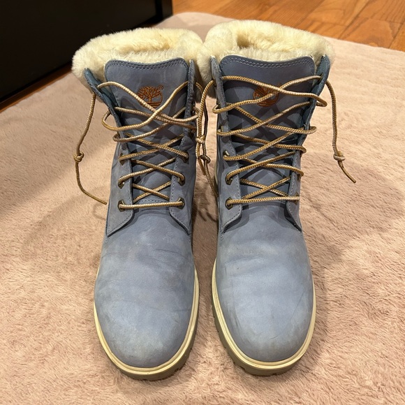 Women’s Light Blue Timberland Boots Fabric Material Size 8.5 - Picture 3 of 5